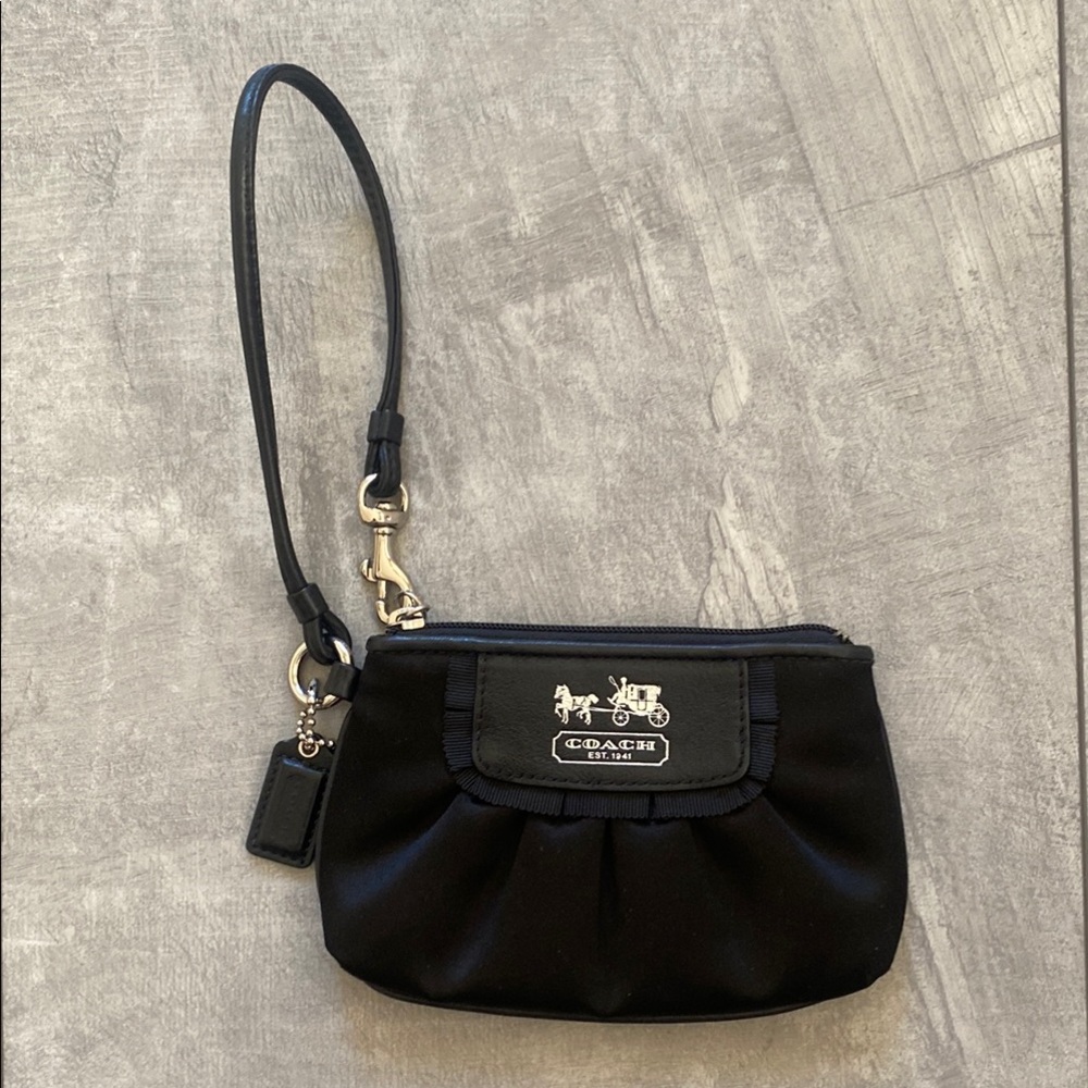Coach Black Satin Wristlet W/Tag